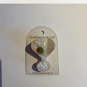 Paper Source Pearl Martini Hair Clip with Red and Green Accents